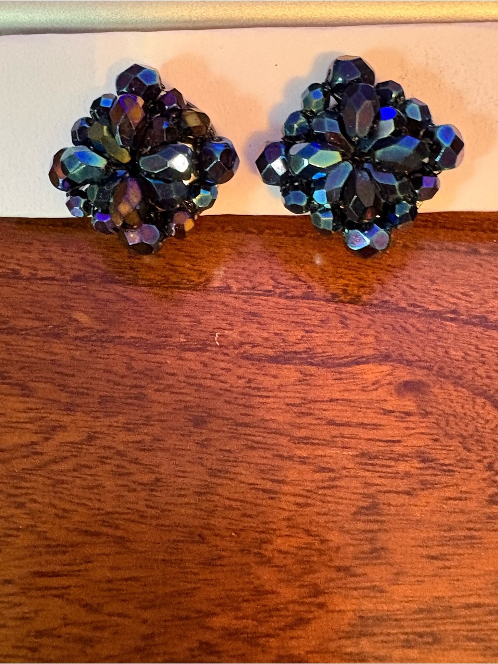 Vintage Liz Claiborne Iridescent Cluster Flower Earrings
